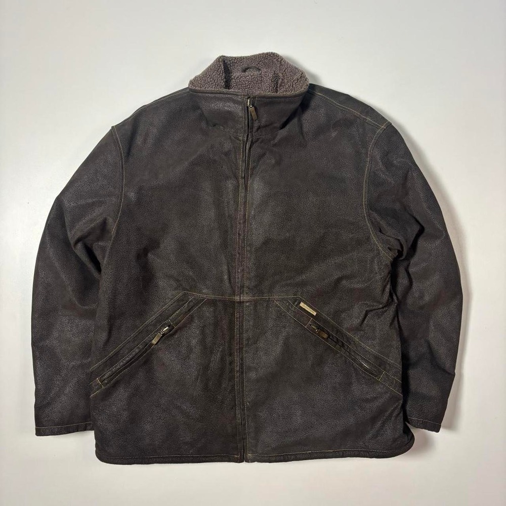 Brown Nickelson Sherpa Lined Leather Jacket - L